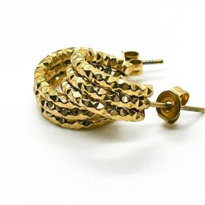 NWOT Cute Textured open Hoops Stainless Steel Gold Plated